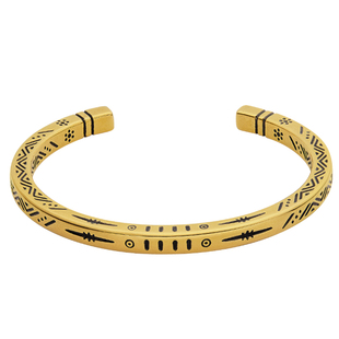 足金波西米亚黄金开口手镯男士复古潮流黑金女款时尚百搭情侣款