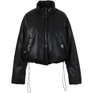 CALVINLUO PU抽绳茧型立领羽绒服外套24春夏