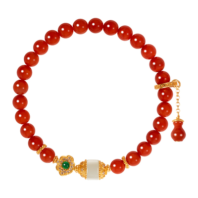 左戈天然满肉南红手串女款和田玉