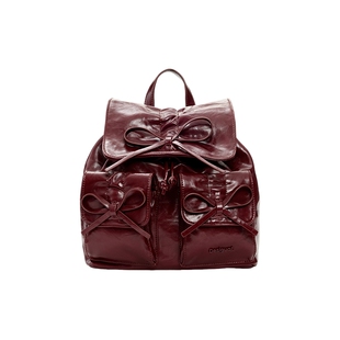 Desigual仿皮多口袋翻盖抽褶蝴蝶结装饰女式单双肩包