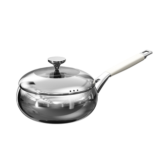 无涂层不锈钢大肚锅不粘锅炒锅家用平底炒菜锅电磁炉燃气灶通用