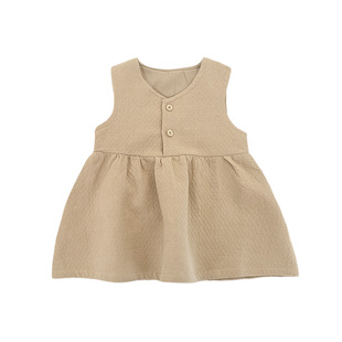 韩系女童背心裙春装新款洋气宝宝纯棉连衣裙秋季小女孩背心公主裙