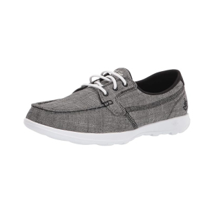 Skechers斯凯奇女士低帮帆布船鞋Go Walk Lite轻便舒适单鞋