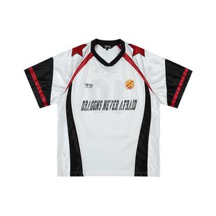 【DNA官方】黑白红三色拼接印花宽松球衣2025夏新款运动短袖T恤