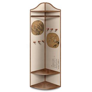 宋代美学实木转角挂衣架多功能衣柜一体式靠墙衣帽架卧室落地摆件