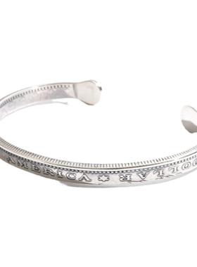 North Works 拙朴之美摩根银币松石手镯银贝男女手环