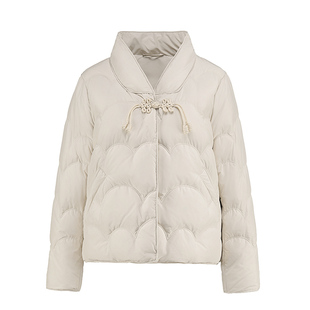 2025秋冬季新款中式盘扣羽绒服女短款立领高端洋气国风白鸭绒外套