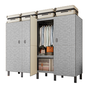 清仓福利款家用简易卧室衣柜金属框架小户型开门免安装折叠便宜