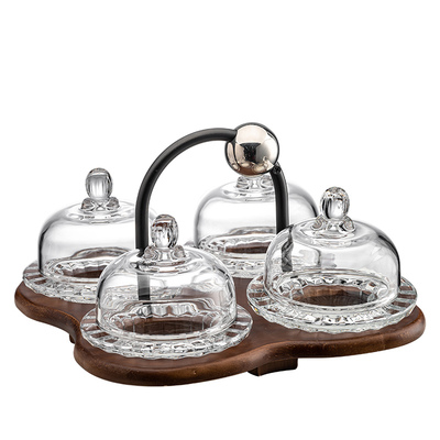 玻璃水果盘带盖客厅下午茶点心盘