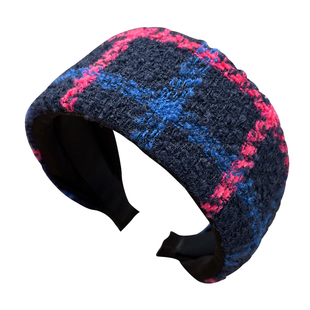 小香风宽边毛呢格子发箍女款高级感洋气时尚高颅顶遮白发洗脸头箍