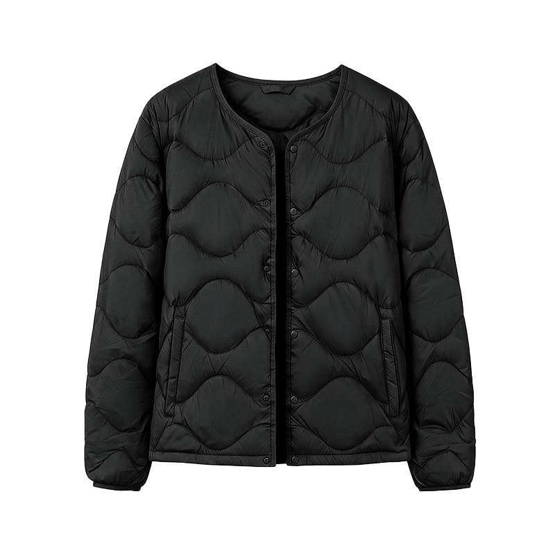 轻薄无领短款90鸭绒保暖羽绒服