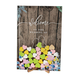 送卡通头像定制小清新森系创意木片结婚礼签名板签到框本簿册透明