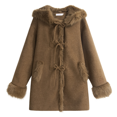 UNIFREEPLUS大码连帽羊毛大衣