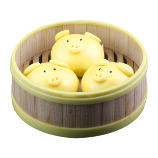 猪猪流沙包【四师姐】手工卡通猪面猪仔包早餐广式茶楼点心6个