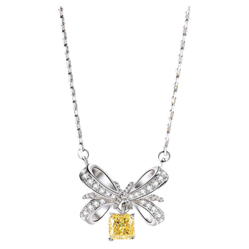 蝴蝶结黄钻水滴吊坠轻奢百搭项链