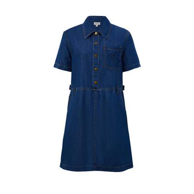 ELAND凉感宽松翻领牛仔连衣裙