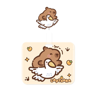 可爱萌卡套横版胸牌扣易拉扣可伸缩夹身份证件套工作护士医生卡通