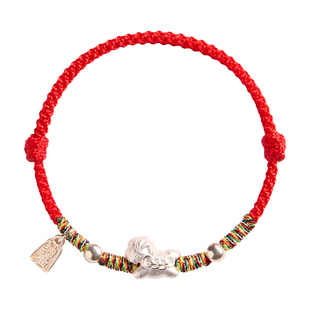 999足银2026马年本命年红绳手链女小马手绳属马的吉祥佩戴物礼物