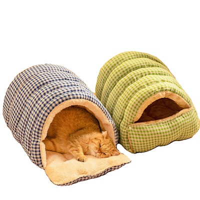 猫窝冬加厚冬季保暖半封闭猫咪睡窝四季通用猫咪睡觉床垫猫屋狗窝