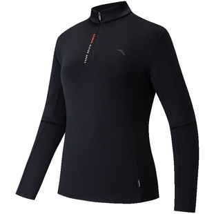 运动风丨安踏长袖T女冬季薄绒半拉链收腰上衣紧身健身服162547406