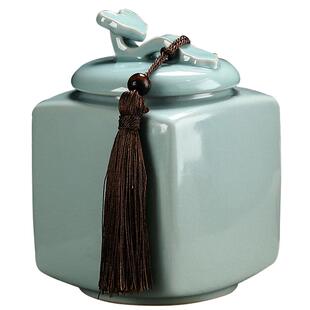 东茗堂汝窑茶叶罐茶叶包装收纳盒陶瓷密封罐龙井红茶容器精品高档