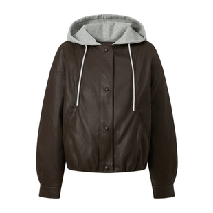 POLOWALK女士羽绒服2025冬季新款90鸭绒假两件拼接连帽羽绒外套