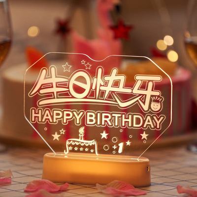 发光Happybirthday字母led彩灯摆件布置牌室内生日装饰小夜灯