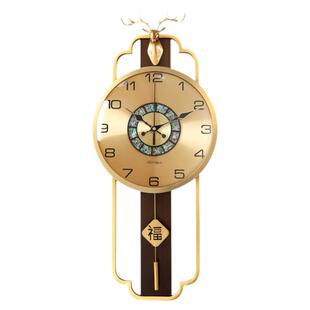 新中式客厅挂钟大气创意挂墙壁轻奢高级感时钟表2025新款石英壁钟