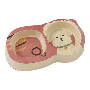 狗盆狗碗喝水一体猫咪饭碗水碗宠物碗食盆粮碗防打翻双碗饭盆小狗