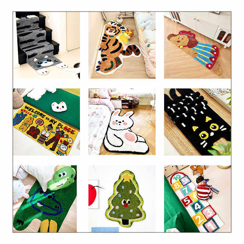 卧室床边地毯可机洗水洗植绒地毯吸水苔藓地毯加厚簇绒地毯