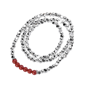 9999纯银碎银几两朱砂手链男女足银手串小众设计感三圈叠戴首饰品