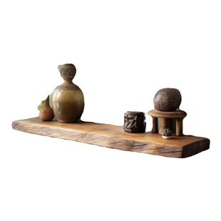 壁挂禅意不规则实木置物架墙上收纳架木板原木一字板隔板悬空超窄