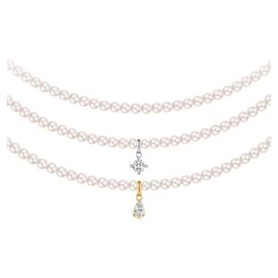 【天然淡水珠】Cevol新奢钻石 Pearl系列18K金珍珠日常培育钻项链