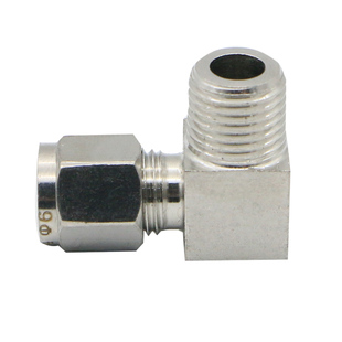 304不锈钢卡套接头卡套直角弯头终端90度直角气源钢管铜管接头