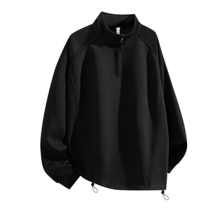 回力加绒加厚美式半拉链立领卫衣男士秋冬季男款无帽上衣男生外套