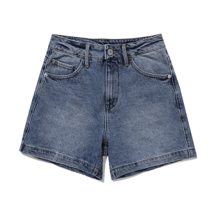 ABLE JEANS夏季新款女士经典水洗复古做旧高腰牛仔五袋裤女短裤