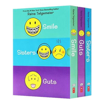 Smile Sisters Guts 微笑姐妹勇气3册盒装英文原版漫画书 儿童青少年情绪管理经典彩色故事书 Raina Telgemeier作品