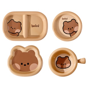 LINE蛙里尼碗碟套装家用可爱陶瓷蘸料碟杯子碗餐具分割饺子菜盘子