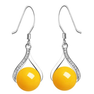 通体925纯银耳环空托镶嵌珍珠玉石通孔圆珠diy耳饰配件小众设计女