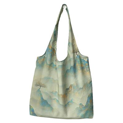 新中式国风轻薄小众帆布包夏天氛围感背心购物袋书包文艺单肩女