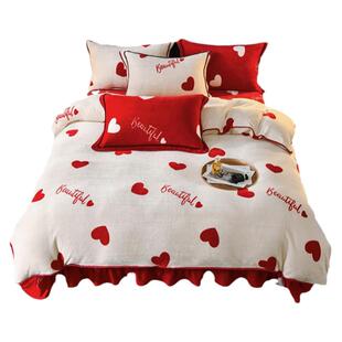 抗静电加厚保暖冬季双面牛奶绒珊瑚绒法兰绒四件套床上用品4件套
