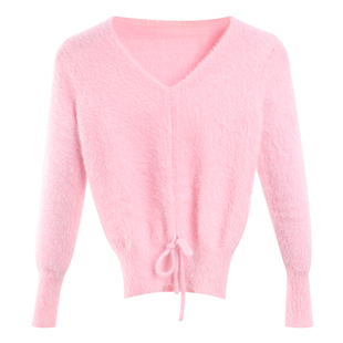 儿童舞蹈女童毛衣秋冬外套貂绒毛衣披肩女孩芭蕾舞练功服加绒保暖