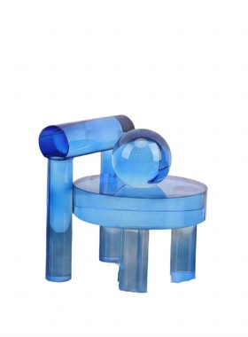 现代简约创意克莱因蓝水晶椅子摆件卧室玄关客厅书房茶几家居饰品