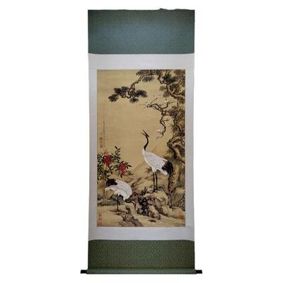 沈铨松梅双鹤图花鸟临摹装饰画