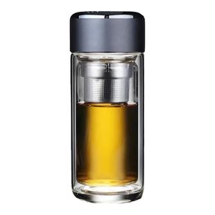 小巧迷你双层玻璃杯男士送礼商务茶杯家用玻璃杯耐热加厚便携水杯