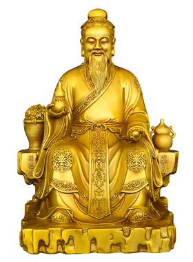 纯黄铜药王孙思邈坐像摆件中医