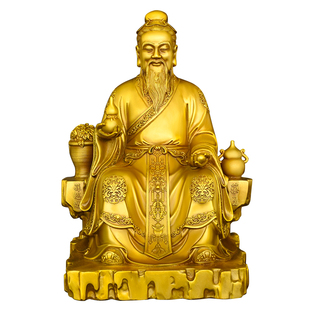 纯黄铜药王孙思邈坐像摆件中医药馆养生五大名医家居供奉神像装饰