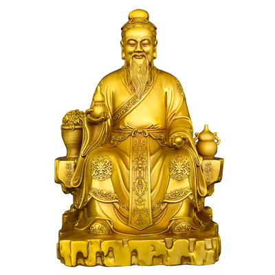 纯黄铜药王孙思邈坐像摆件中医