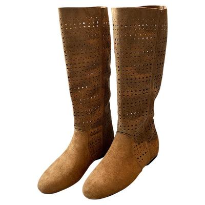 曼斯贝勒镂空平底内增高西部靴