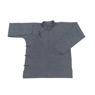 老粗布大襟斜襟唐装男复古老式通肩连肩袖传统偏襟中式服装上衣